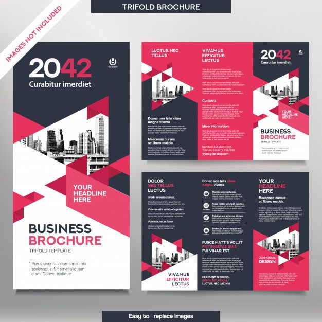 Plantilla de folleto comercial en diseño triple. Folleto de diseño corporativo con imagen reemplazable. | Vector Premium